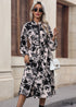 Printed Long Sleeve Boho Maxi Dress